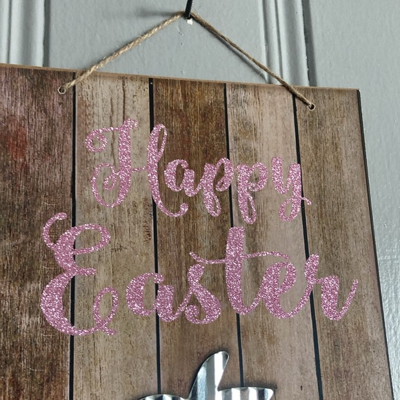 2/$20 NWT Stunning Glittered Happy Easter Die Cast Metal Bunny🐇 Decoration Sign - Picture 5 of 15